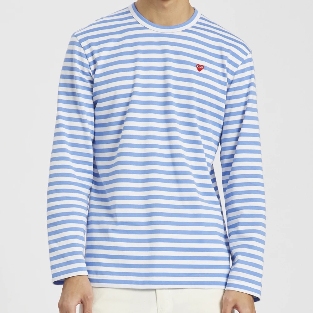Mens Comme De Garçons Play Red Heart Stripe LS Tee